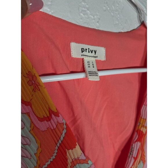 Privy Pleated Surplice Retro Floral Cropped Top Size Large - Picture 4 of 7